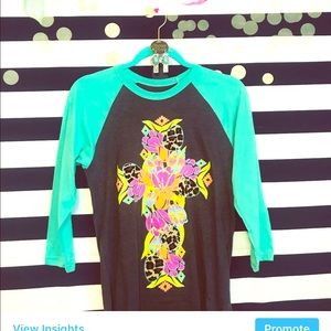 Floral and leopard cross tee
